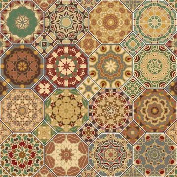 Set of octagonal and square patterns. Stock Illustration