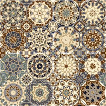 Set of octagonal and square patterns. Stock Illustration