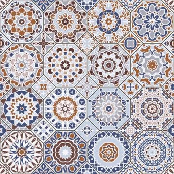 Set of octagonal and square patterns. Stock Illustration