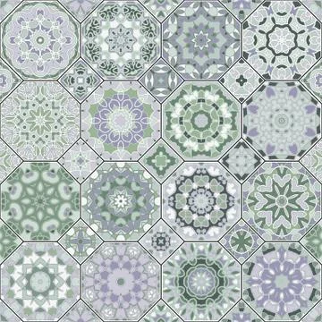 Set of octagonal and square patterns. Stock Illustration
