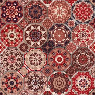 Set of octagonal and square patterns. Stock Illustration