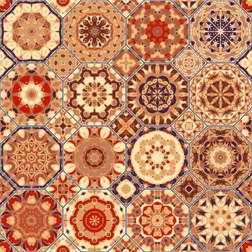 Set of octagonal and square patterns. Stock Illustration