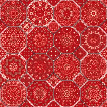 Set of octagonal and square patterns. Stock Illustration