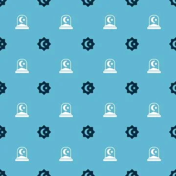 Set Octagonal star and Muslim cemetery on seamless pattern. Vector 스톡 일러스트