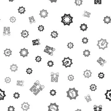 Set Octagonal star, Kaaba mosque, Muslim Mosque and Gift box on seamless pattern Stock Illustration