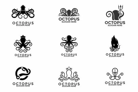 Set of octopus logo design vector, modern octopus logo icon template collec.. イラスト素材