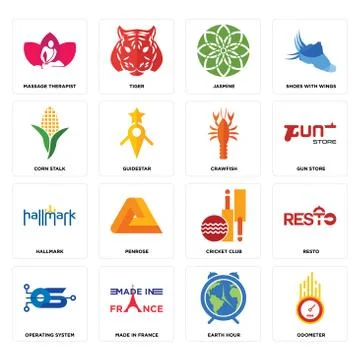 Set of odometer, earth hour, operating system, cricket club, hallmark, crawfi Free Stock Illustration