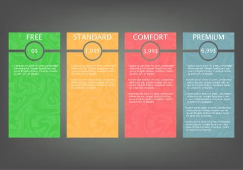 Set of offer tariffs. ui ux vector banner for web app Ilustración de archivo