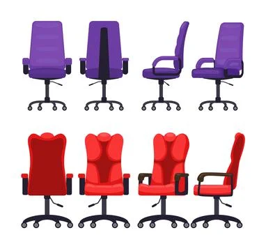 Set of office chair with different view or angle front and back, empty work.. Stock Illustration