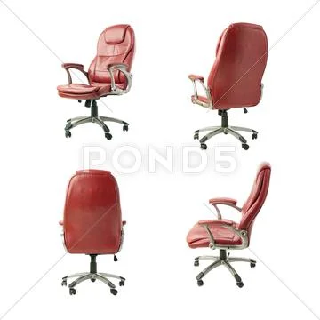 Set of Office chair over isolated white background Stock Photos