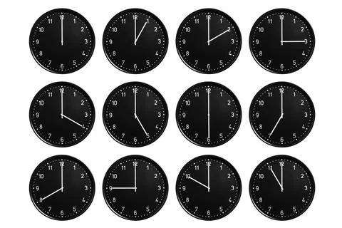 Set of office clocks Stock Photos