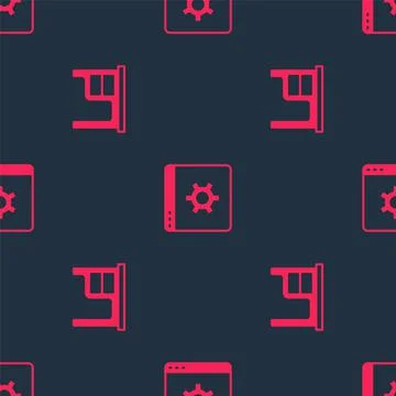 Set Office desk and Browser setting on seamless pattern. Vector Stock Illustration