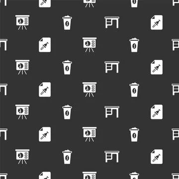 Set Office desk Note paper with push button Board graph and Coffee cup go on  Stock Illustration