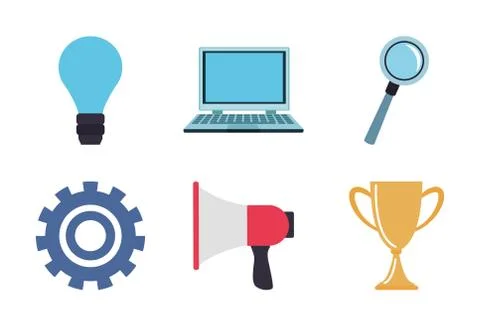 Set of office elements, flat colorful design イラスト素材