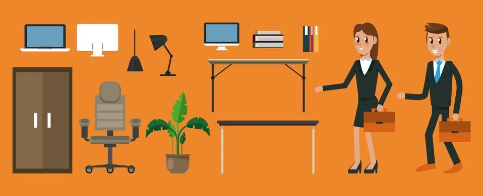 Set of office elements Illustrazione stock