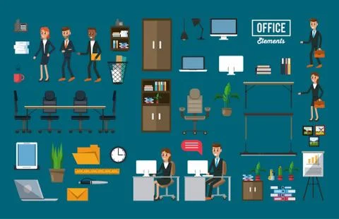 Set of office elements Illustrazione stock