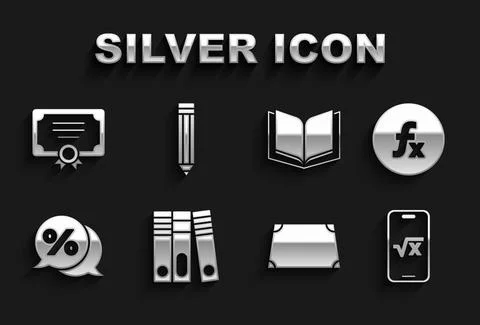 Set Office folders, Function mathematical symbol, Square root of x glyph, Acu Stock Illustration