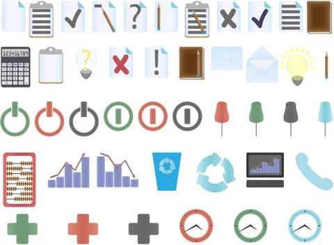 Set of office icons Stock Illustration