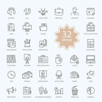 Set of Office Items Icons Stock Illustration