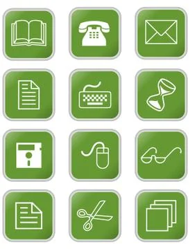 A set of office or web icons in square with rounded corners Stock Illustration