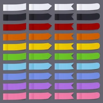 Set of office paper sheets or sticky stickers. Vector office color post stickers Stock Illustration