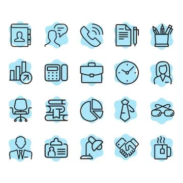 Set of Office Related Vector Line Icons. Stock Illustration