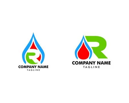 Set of Oil and Gas Initial Letter R Logo Design Stock Illustration