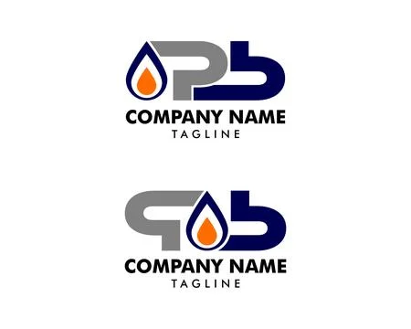 Set of Oil and Gas Initial Letter PB Logo Design Stock Illustration