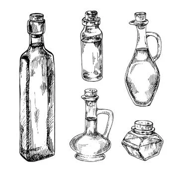 Set of oil bottles 스톡 일러스트