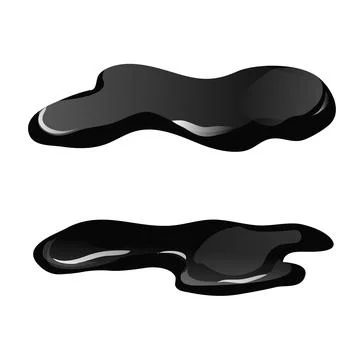 Set oil drop, puddle in cartoon style isolated on white background. Slick spill Stock Illustration