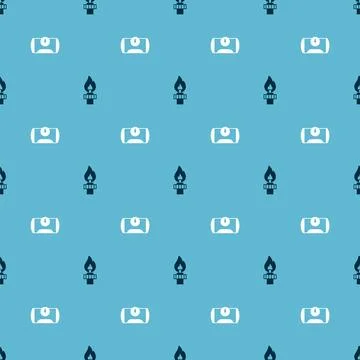 Set Oil rig with fire and Gas tank for vehicle on seamless pattern. Vector Stock Illustration