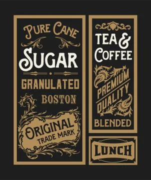 Set of old advertisement designs and labels Stock Illustration