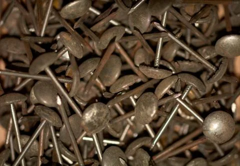 Set of old and rusty tacks Stock Photos