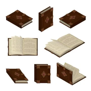 Set of old books or tutorials. Isometric flat vector Illustrazione stock