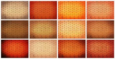 Set of old brick wall Stock Illustration