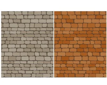 Set of old brick wall seamless pattern Stock Illustration