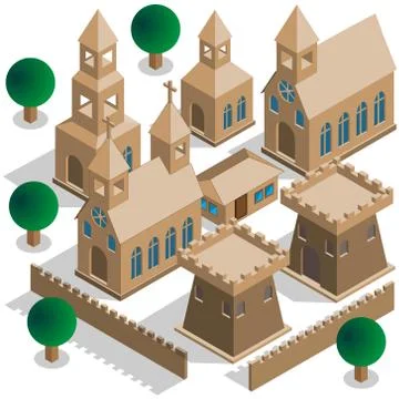 Set of the old castle. Stock Illustration