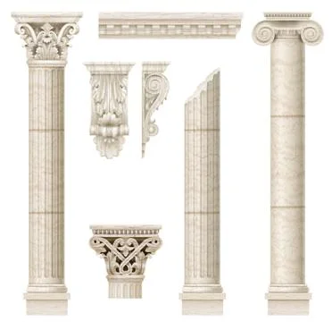 Set of old classical columns Stock Illustration