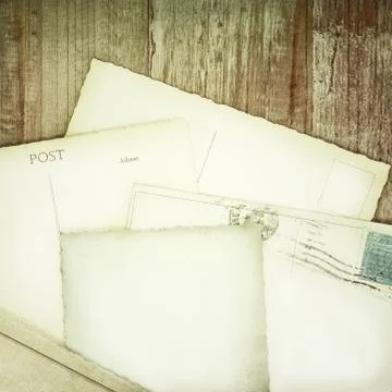 Set of old empty postcards Stock Photos