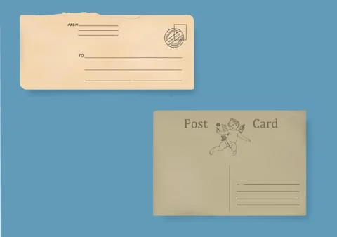 Set of old envelopes. Stock Illustration