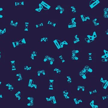 Set Old hourglass, Game controller or joystick, console with and  on seamless Stock Illustration