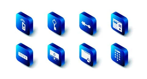 Set Old key, House intercom system, Password protection, Folder and lock, Loc イラスト素材