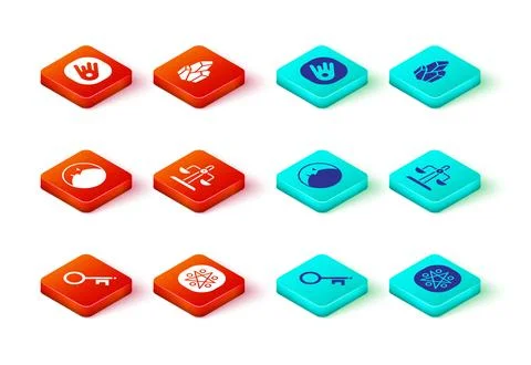 Set Old key, Pentagram in a circle, Moon, Libra zodiac, Magic stone and Com.. Ilustração Stock