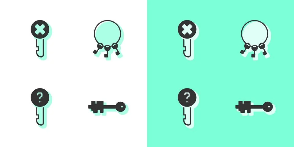 Set Old key, Wrong, Undefined and Bunch of keys icon. Vector Ilustración de archivo