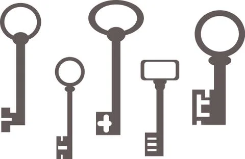 Set of old keys Stock Illustration