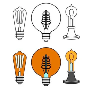Set of old light bulbs Stock Illustration
