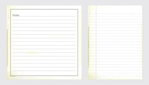 Set of old lined notepaper with stains effect isolated Stock Illustration