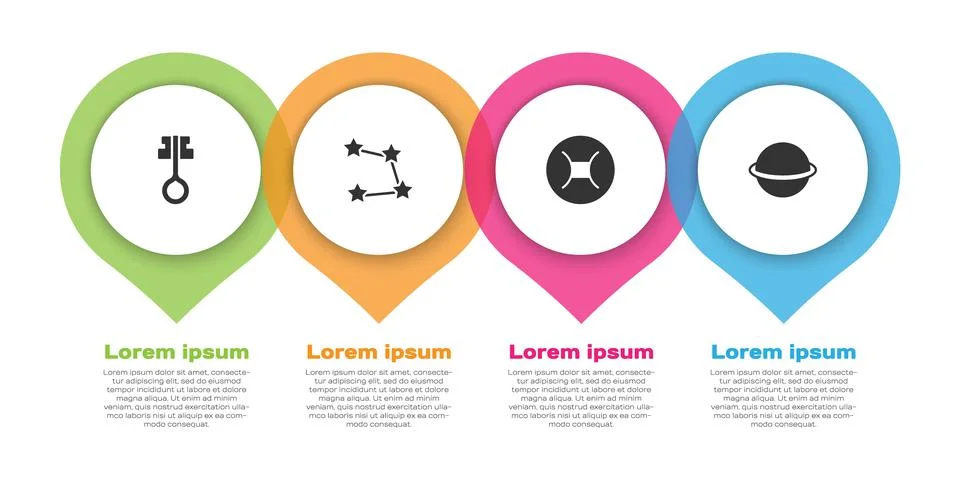 Set Old magic key, Star constellation zodiac, Gemini and Planet Saturn. Bus.. Stock-Illustration