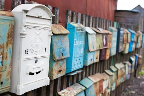 Set of old mailboxes Stock Photos