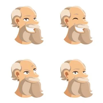 Set of old man face icons Stock Illustration